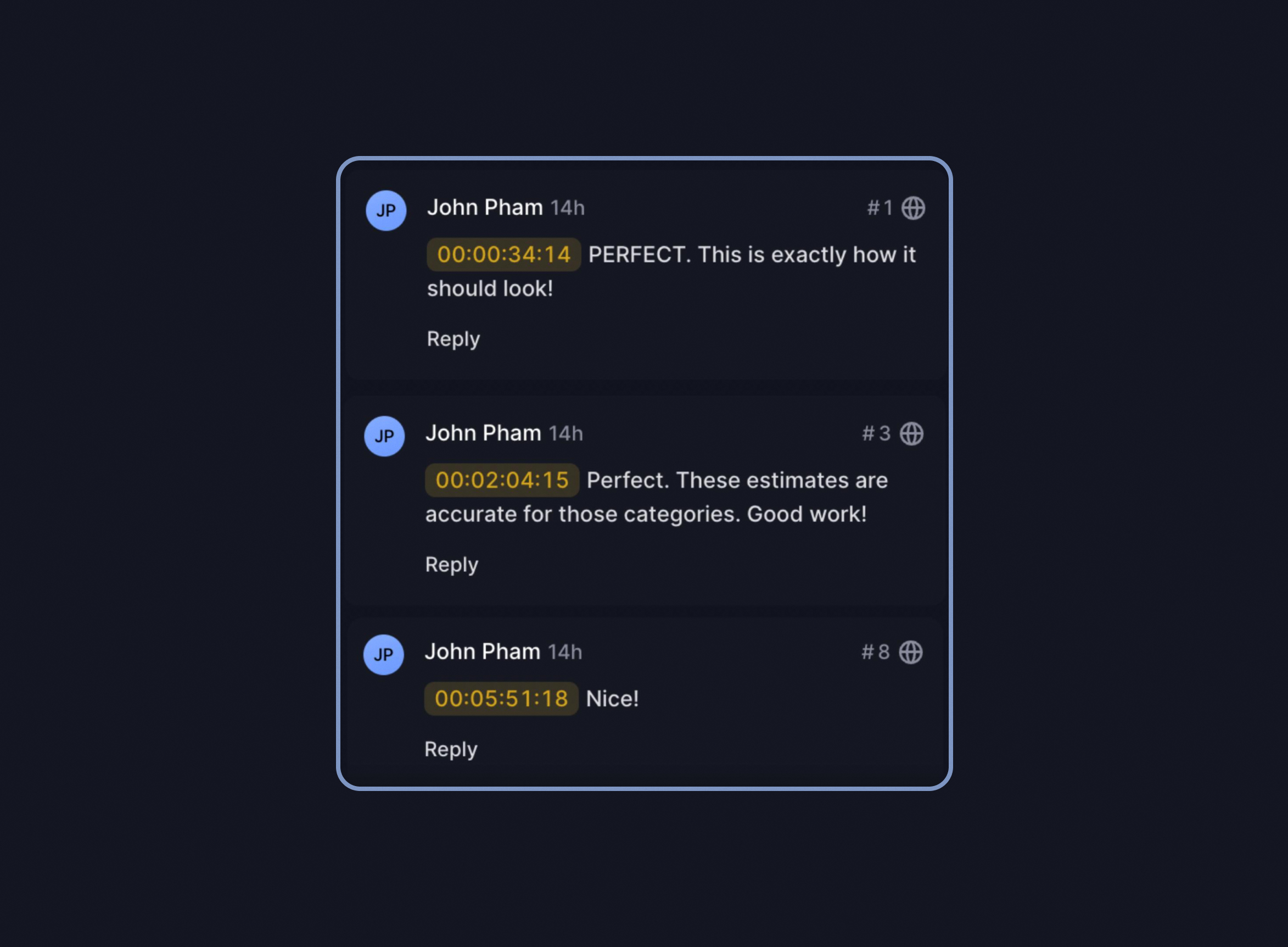 Client feedback