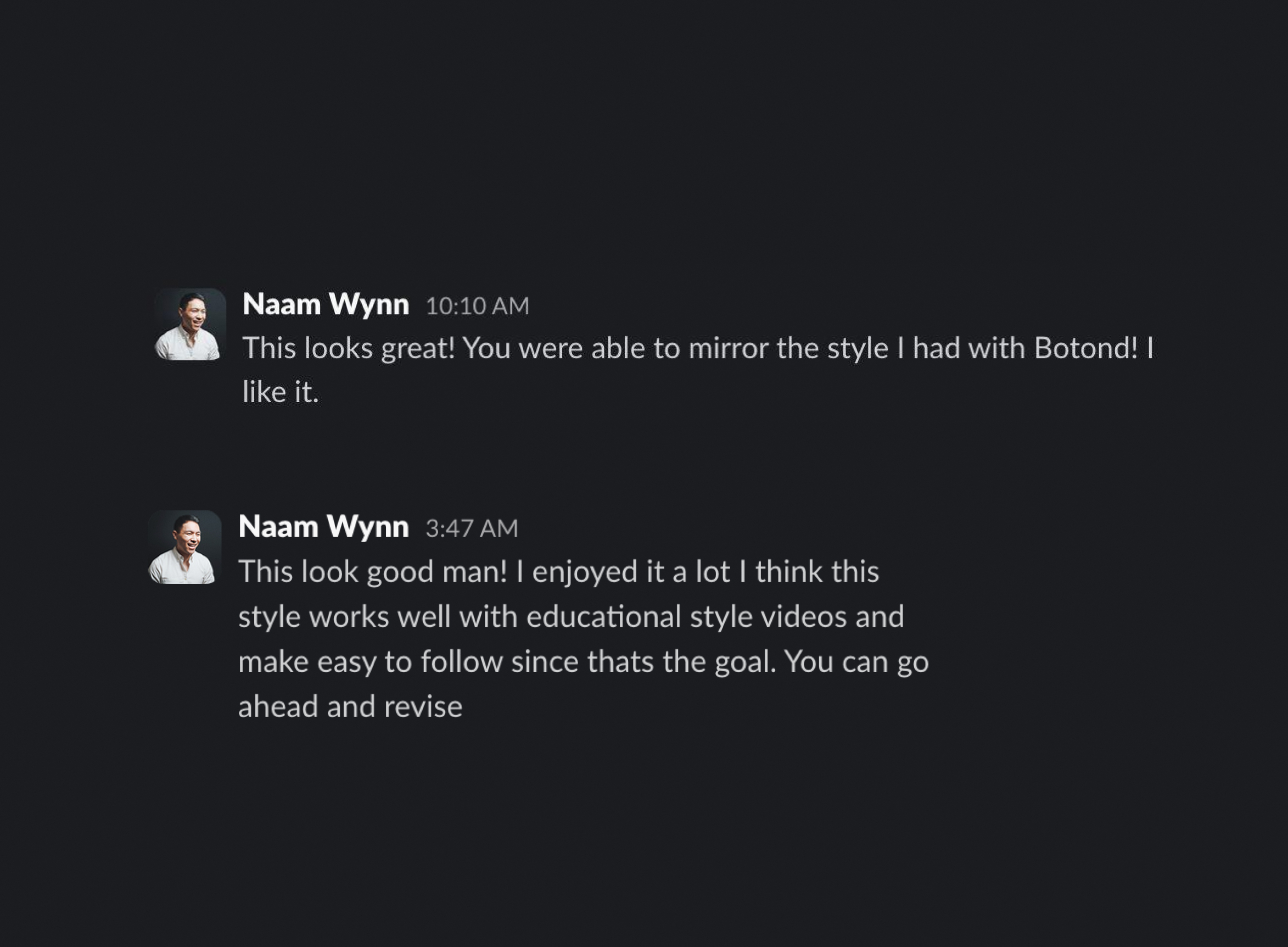 Client feedback